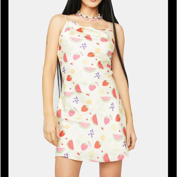 PEPPERMAYO MAYO Panama cowl neck Tutti fruitti mini slip dress 2 new doll kill - Picture 9 of 11